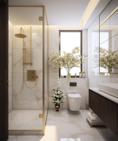 bathroom with same tile on floor and shower